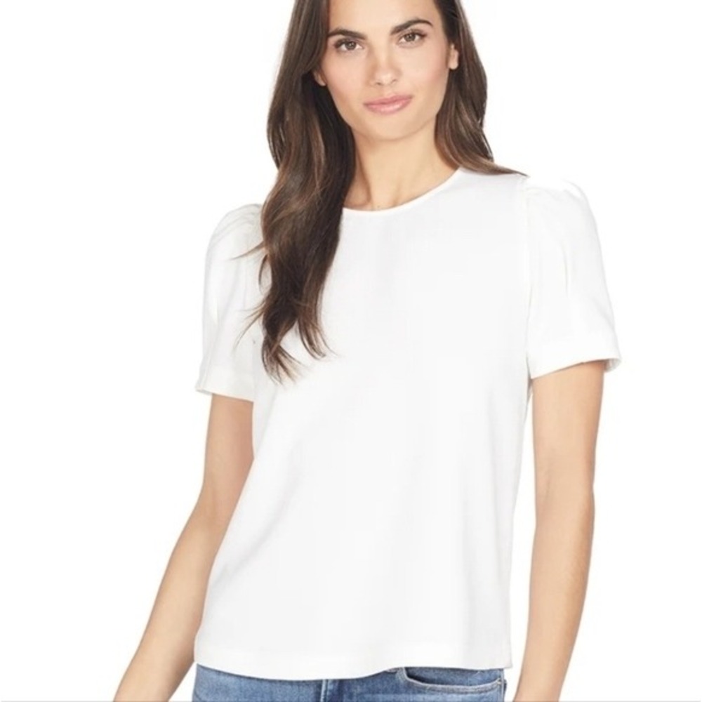 A.L.C. Mariana Puff Sleeve‎ Ivory Short Sleeve Blouse Top Size 0